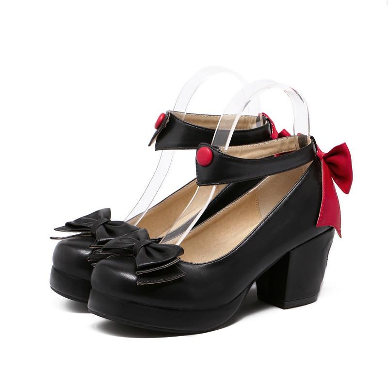 Chaussures Mary Jane Gothique Femme – Talons Hauts 12 Cm + Plateforme 3,5 Cm, Nœud Papillon & Dentelle Élégante