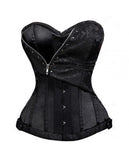 Corset Gothique <br /> en Satin Noir - L'Antre Gothique