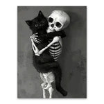 Affiche Murale Gothique Crâne et Chat - Antre Gothique