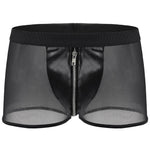 Boxers Gothique Maille Fine Effet Cuir Zip - Antre Gothique