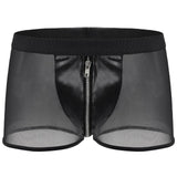 Boxers Gothique Maille Fine Effet Cuir Zip - Antre Gothique