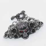 Bracelet gothique vintage avec crâne et yeux rouges - Antre Gothique