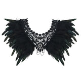Cache-épaules gothique en dentelle et plumes - antre gothique