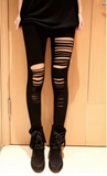 Gothic Leggings with Lace Cutouts 