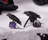 Boucles d’oreilles gothiques corbeau en argent 925 et zircon violet