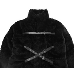 Manteau Gothique Fausse Fourrure & Sangles « Dark Empress »