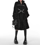 Manteau Gothique Fausse Fourrure & Sangles « Dark Empress »
