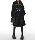 Manteau Gothique Fausse Fourrure & Sangles « Dark Empress »