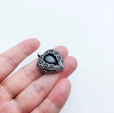 Pendentif Cœur Ailé Noir – Argent 925, Cristal & Zircon