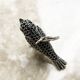 Pendentif Gothique Corbeau Noir – Argent 925 & Zircon