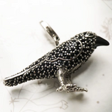 Pendentif Gothique Corbeau Noir – Argent 925 & Zircon