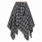 Jupe gothique asymétrique à carreaux effet chemise nouée