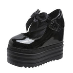 Creepers Gothiques à plateforme avec talons hauts et nœud papillon - Antre Gothique