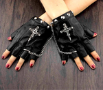 Gants Gothique en Cuir pour Femme Sans Doigt - Antre Gothique