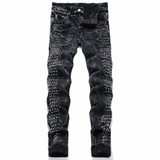 Jean gothique Rivet Noire – Denim délavé & esprit punk rétro - Antre gothique