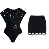 Maillot de Bain Gothique 1 Pièce avec Jupe Assortie - antre gothique