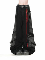 Pantalon Cargo Gothique Oversize avec Détails Contrastés - antre gothique