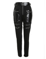 Pantalon Gothique à Taille Haute avec Détails Boucles et Fermeture Éclair - Antre Gothique