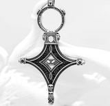 Pendentif Croix Gothique en Argent 925 – Zircons Noirs - antre gothique