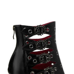 Sandales Gothiques Talon Griffe Métallique – Cuir Noir & Détails Œillets