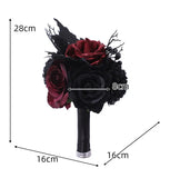 Bouquet de mariée gothique – Fleurs noires et rouges