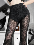 Pantalon Gothique Transparent Dentelle Noire