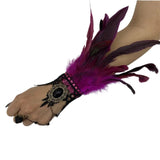 Manchettes gothiques en dentelle et plumes – Plusieurs couleurs disponibles