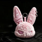 Porte-clés lapin gothique en peluche