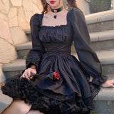 Gothic Lolita style dress with puff sleeves