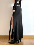 Faux Leather Slit Gothic Skirt