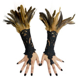 Manchettes gothiques en dentelle et plumes – Plusieurs couleurs disponibles