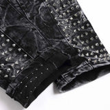 Jean gothique Rivet Noire – Denim délavé & esprit punk rétro