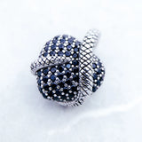 Pendentif Cœur Serpent Noir – Argent 925 & Zircon