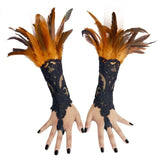 Manchettes gothiques en dentelle et plumes – Plusieurs couleurs disponibles