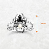 Bague Gothique Araignée en Argent 925, Zircon & Perle