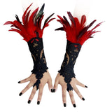 Manchettes gothiques en dentelle et plumes – Plusieurs couleurs disponibles