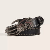 Ceinture gothique main squelette cloutée