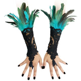 Manchettes gothiques en dentelle et plumes – Plusieurs couleurs disponibles