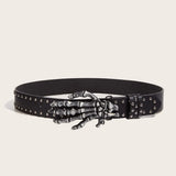 Ceinture gothique main squelette cloutée