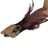 Manchettes gothiques en dentelle et plumes – Plusieurs couleurs disponibles