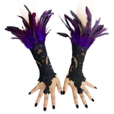 Manchettes gothiques en dentelle et plumes – Plusieurs couleurs disponibles