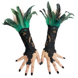 Manchettes gothiques en dentelle et plumes – Plusieurs couleurs disponibles