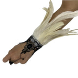 Manchettes gothiques en dentelle et plumes – Plusieurs couleurs disponibles