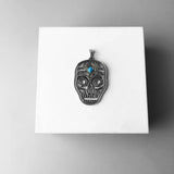 Pendentif Gothique "Crâne Sacré" – Argent 925 & Pierre Turquoise - L'Antre Gothique
