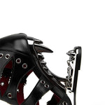 Sandales Gothiques Talon Griffe Métallique – Cuir Noir & Détails Œillets