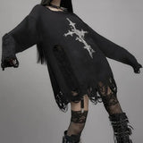 Zerrissener Streetwear-Gothic-Pullover