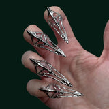 Bague Armure Gothique en Alliage de Zinc – Style Griffe Élancée - L'Antre Gothique