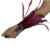 Manchettes gothiques en dentelle et plumes – Plusieurs couleurs disponibles