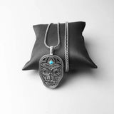 Pendentif Gothique "Crâne Sacré" – Argent 925 & Pierre Turquoise - L'Antre Gothique