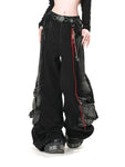 Pantalon Cargo Gothique Oversize avec Détails Contrastés